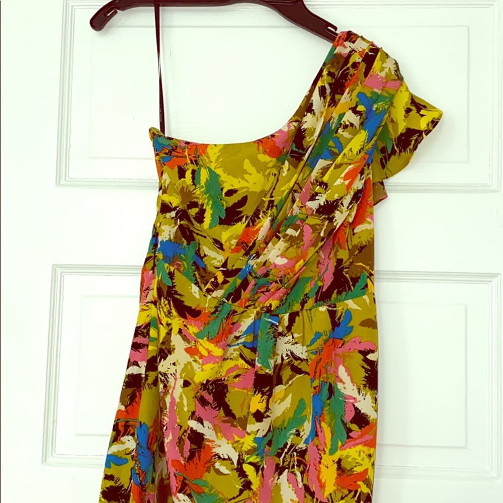 MM Couture yellow abstract dress, M